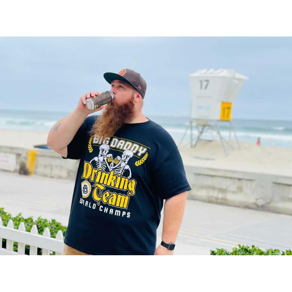 Justin Allen_Big Daddy Drinking Team Tee at the beach