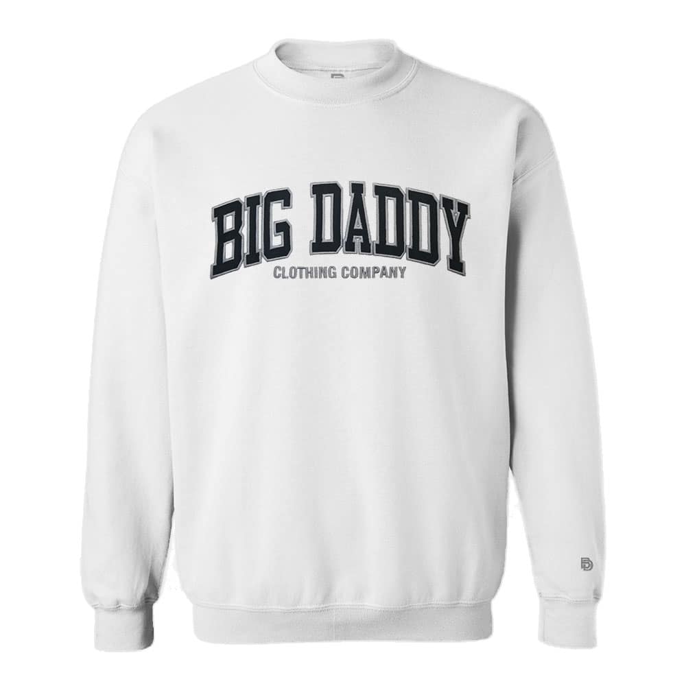Big Daddy Arch Applique Crewneck Sweatshirt in White. Sizes 2XL-7XL