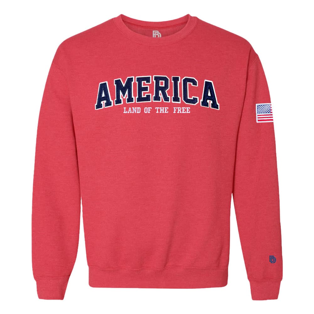America Felt Applique Crewneck (Heather Red)