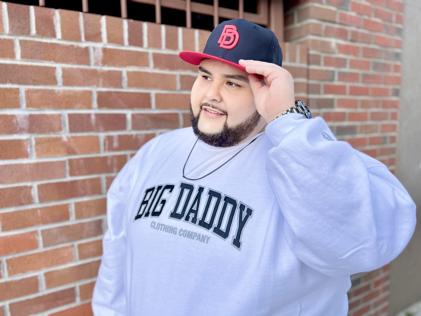 Big Daddy Arch Applique Crewneck Sweatshirt (White)