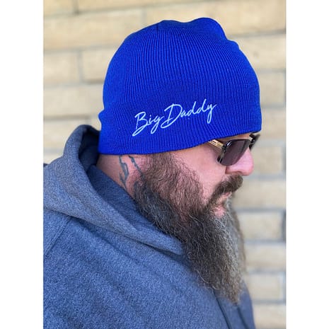 Jason Big Daddy Signature Skull Cap Beanie Jason wearing the Big Daddy Beanie in color Royal