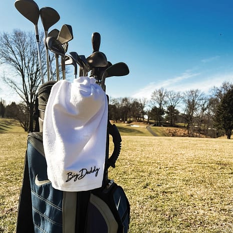 Big Daddy Microfiber Towel Big Daddy Signature Golf Microfiber Towel in White with Golf Bag Picture