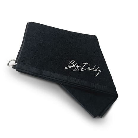 Big Daddy Signature Microfiber Golf Towel Grommeted in Black with Carabiner