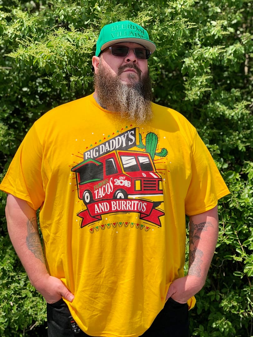 Big Daddy's Tacos and Burritos Tee in Gold