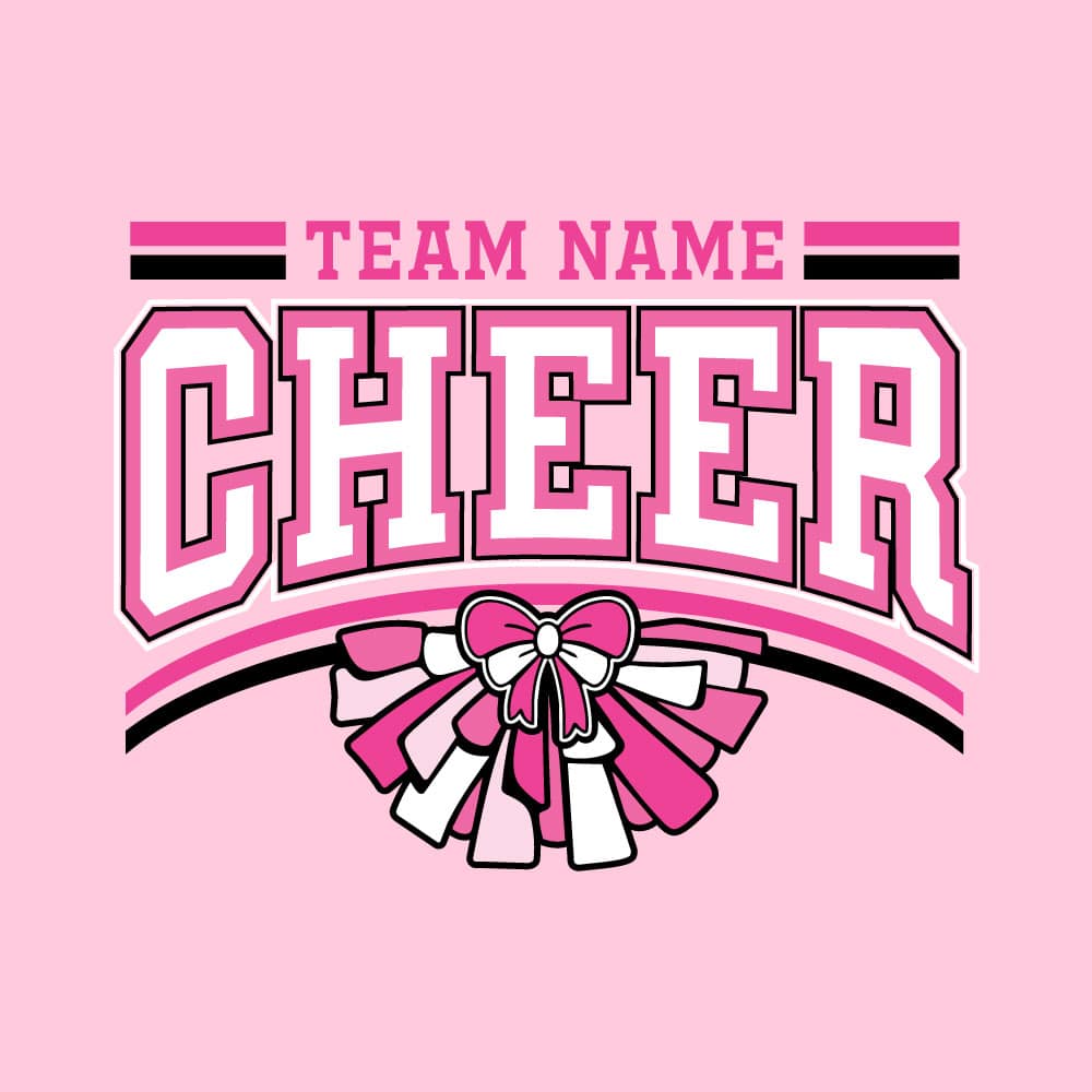 Custom Pink Out cheer shirt design with personalized team name for breast cancer awareness fundraiser.