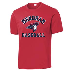 Mendham Baseball Wicking Short Sleeve Tee – Red