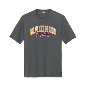 Madison Baseball Wicking Short Sleeve Tee – Iron Grey