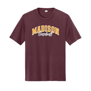 Madison Baseball Wicking Short Sleeve Tee – Maroon