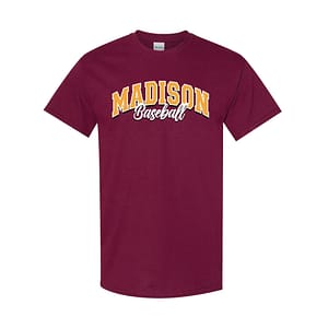 Madison Baseball Short Sleeve Tee – Maroon