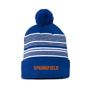 TLS Sandmeier Striped Pom-Pom Cuffed Beanie